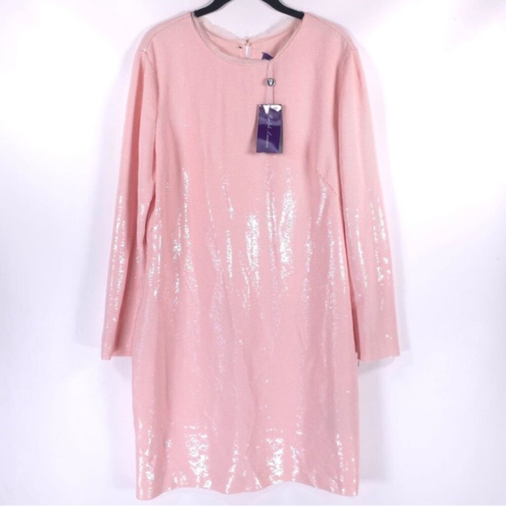 NWT RALPH LAUREN PURPLE LABEL‎ ITALY🇮🇹MADE SILK Sequin Mini Dress LS Size 14